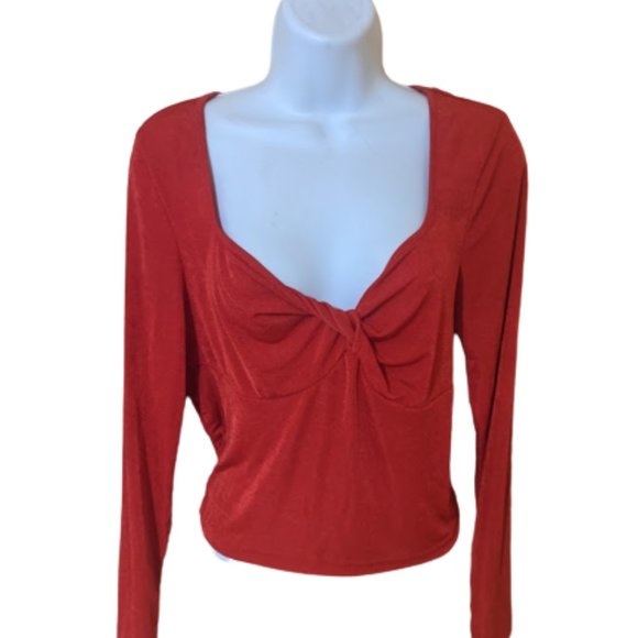 Long Sleeve Red Stretch Top  Valentine's Size 1X  New NWT - Picture 2 of 2